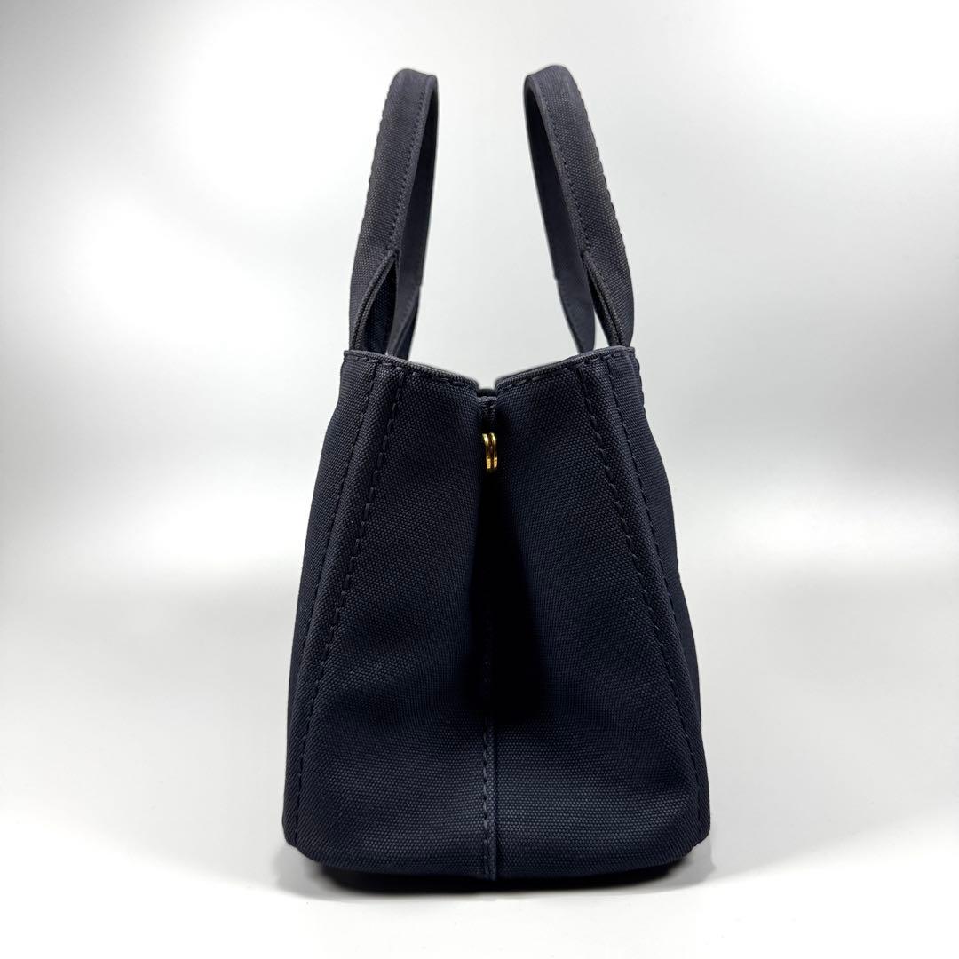 美品✨ PRADA プラダ カナパ S ネイビー ハンドバッグ キャンバス