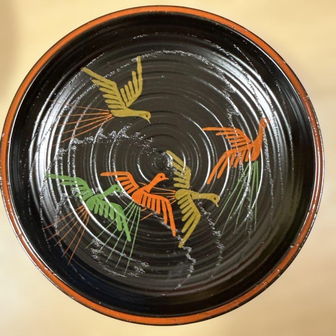 【平安表派 川瀬表完作 佐野長寛写？　 変絵 銘々皿×10客】天然木製