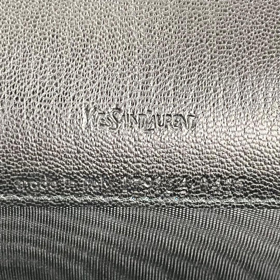 美品 イヴサンローラン レザー トートバッグ ロゴ型押し クロコ ロゴ 黒