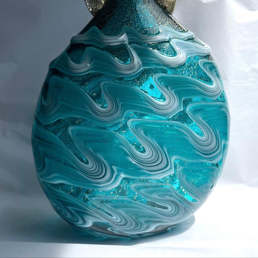 津軽びいどろ　花器　花瓶　津軽海峡　色ガラス　北洋硝子 (アデリア)