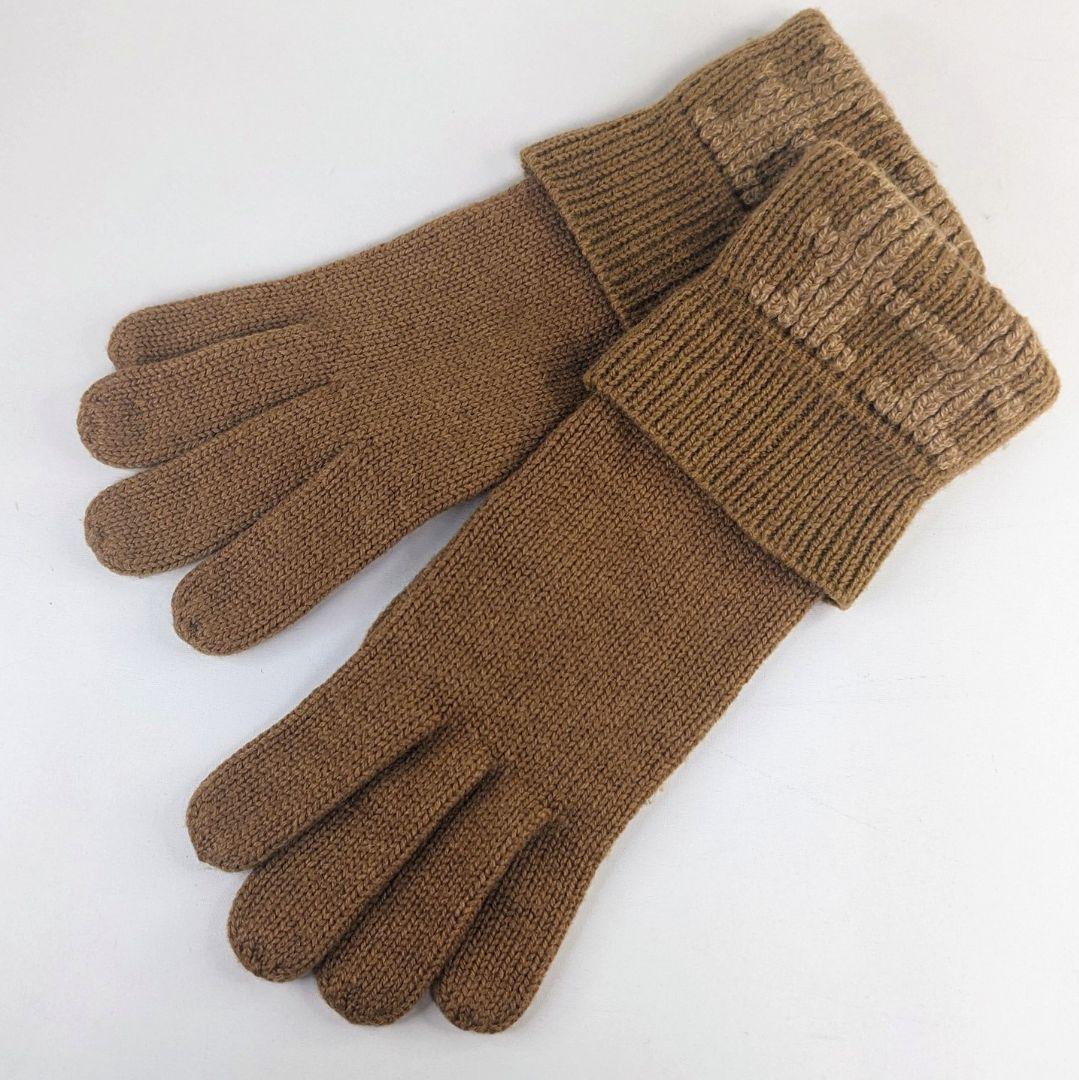 HERMES エルメス カシミア 手袋 グローブ キャメル Hロゴ レディース