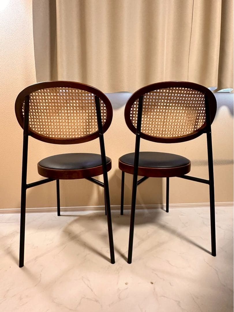 ラタンのダイニングチェア 2脚セット