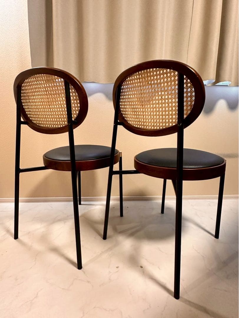 ラタンのダイニングチェア 2脚セット