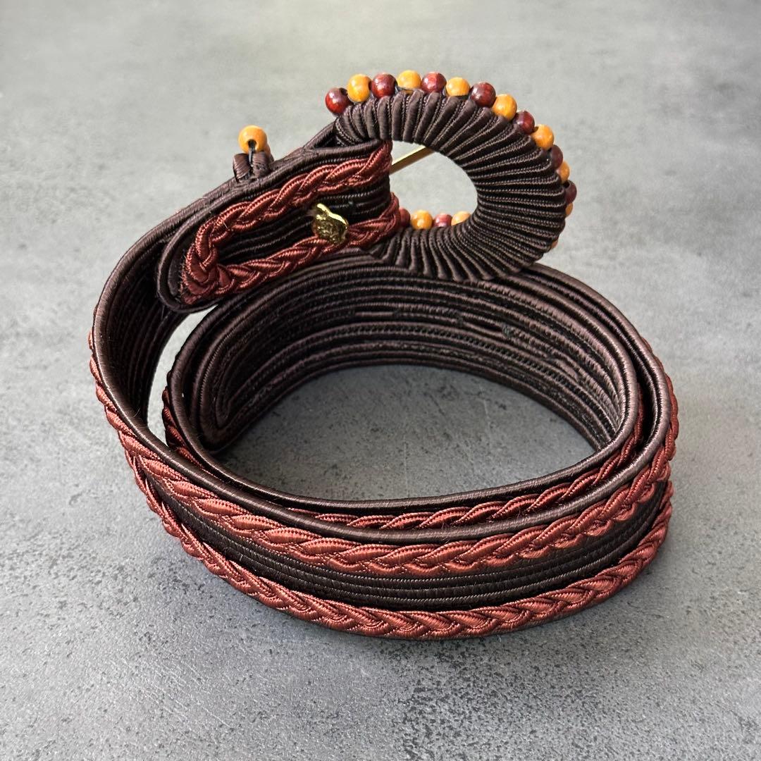 超希少✨イヴ・サンローラン　リヴ・ゴーシュ　ヴィンテージ　織ベルト　ブラウン