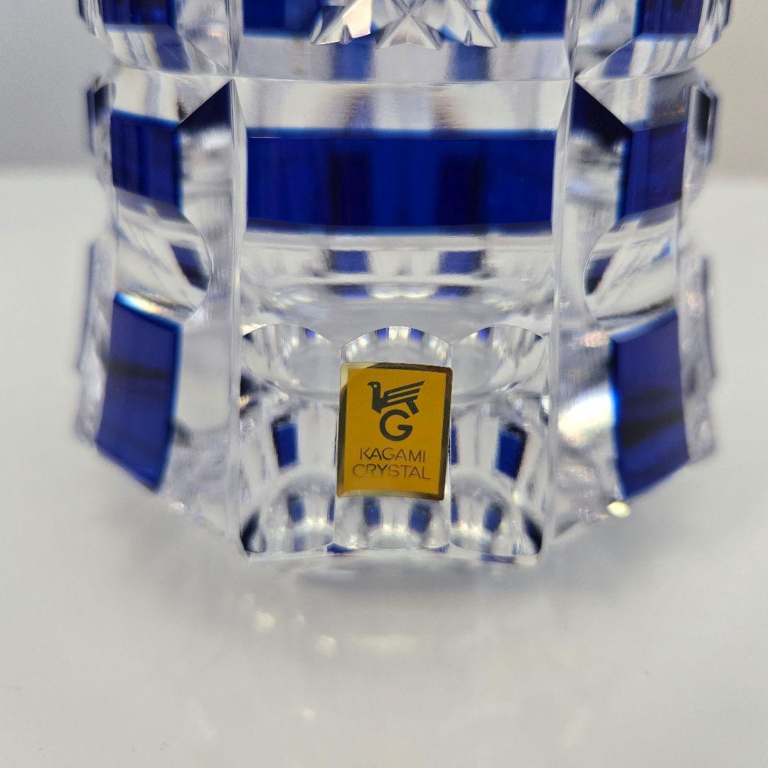 KAGAMI CRYSTAL 花瓶　江戸切子　笹っ葉に八角籠目紋