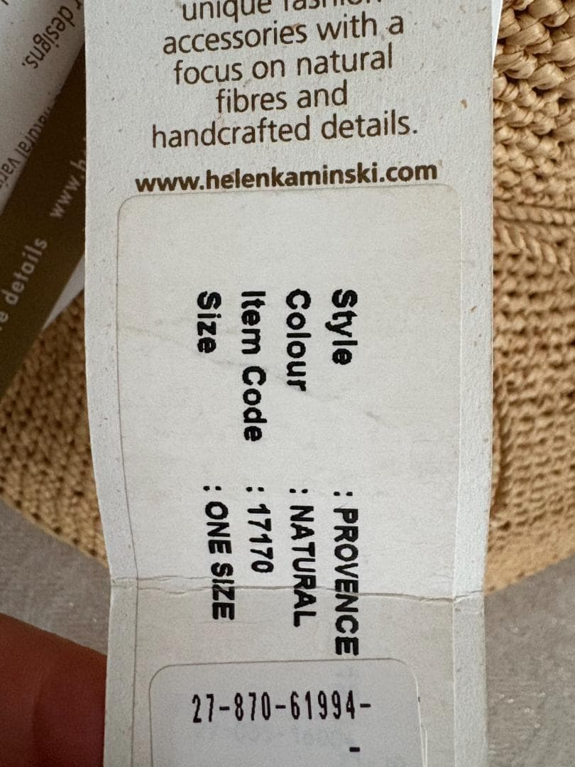 ヘレンカミンスキー 麦わら帽子未使用タグ付き　ナチュラル