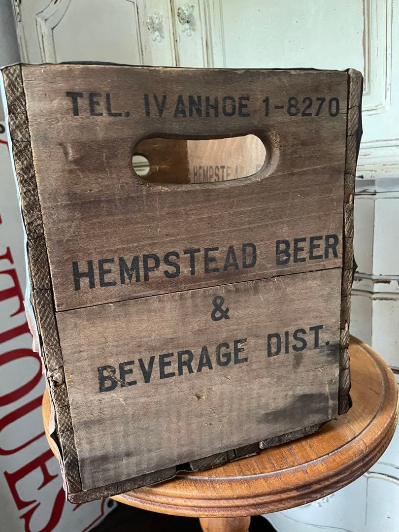 878仕切り付　木箱　ウッドボックス　箱　アメリカ　ボトルホルダー　レア