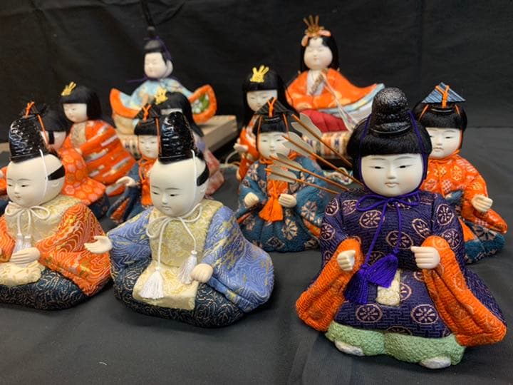 木目込み人形 15人揃い 25号　親王 水色　エボシ