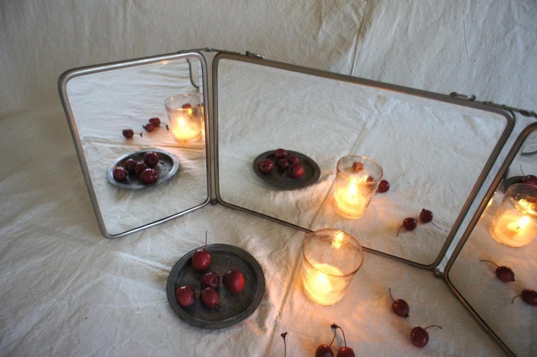 蛍　様　フランスアンティーク　折り畳み　ミラー　ドレッサー　鏡　シャビー