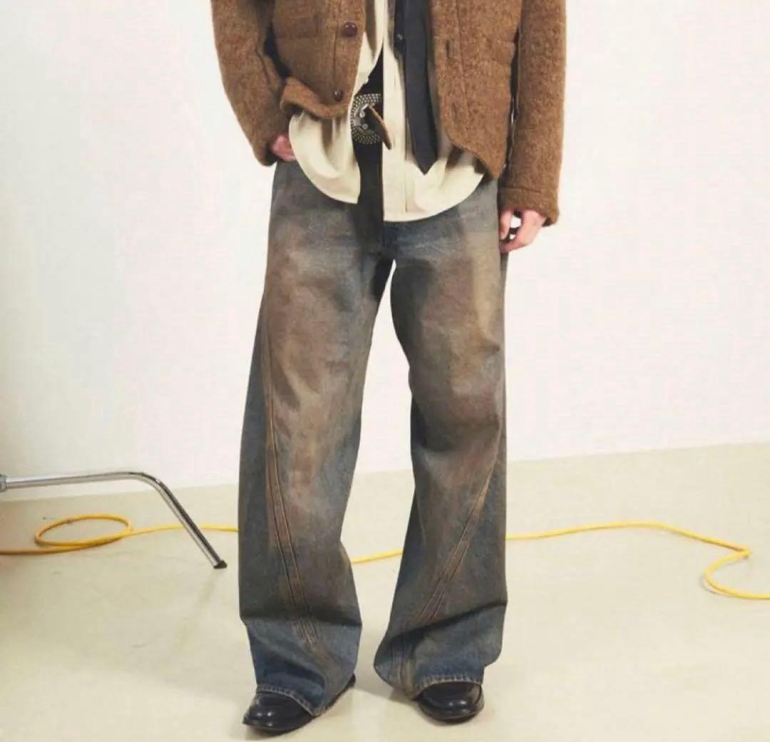 パンツ nvrfrgt 3D Twisted Wide Leg Jeans