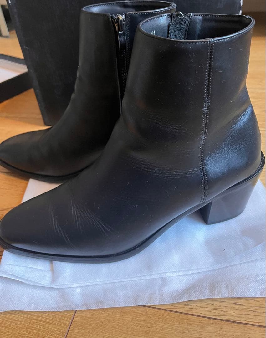 Lui's ブラックレザー ヒールブーツ 41サイズ