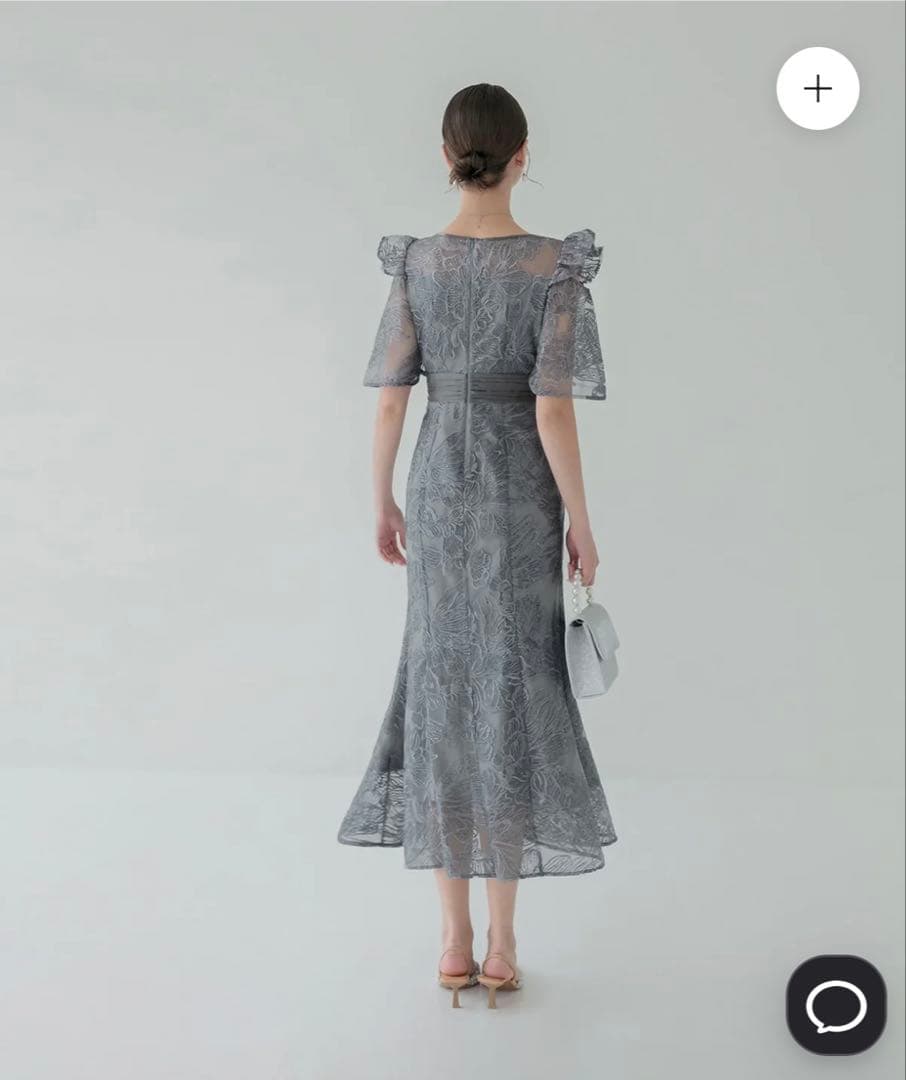 フラワーレースシアーフリルマーメイドワンピースドレス