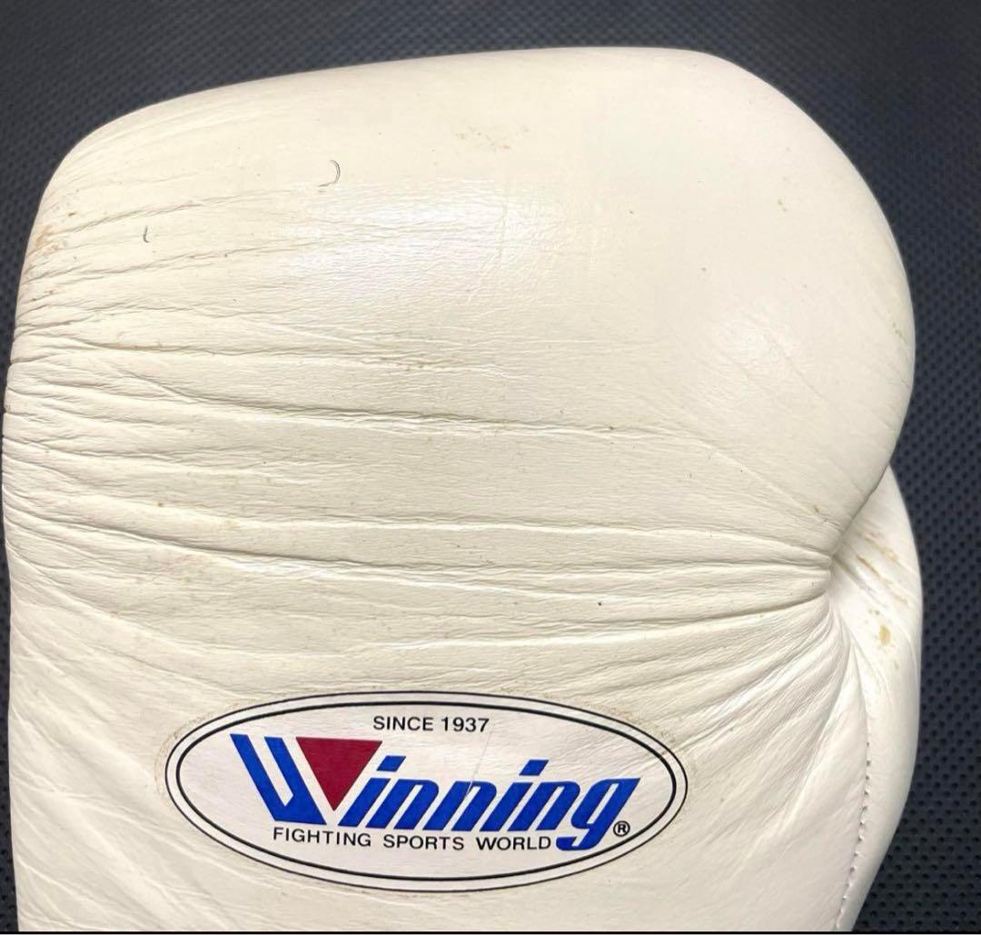Winning ボクシンググローブ 14oz 名前入り　ひもタイプ　ホワイト