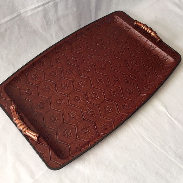 皮革工芸 お盆 トレー 未使用品