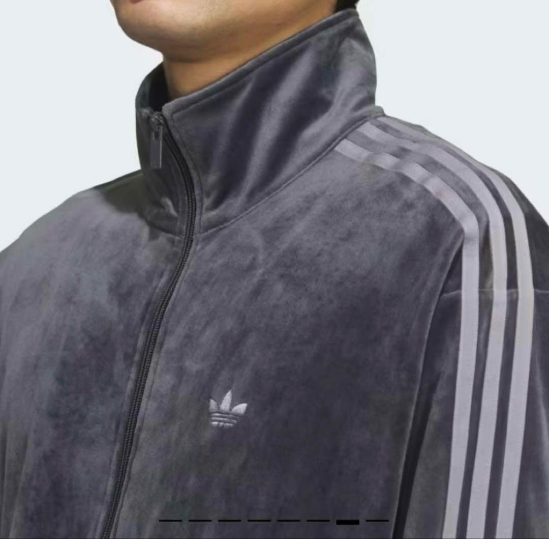 国内完売 ✨　アディダス トラックトップ ベロア ダークグレー 2XL