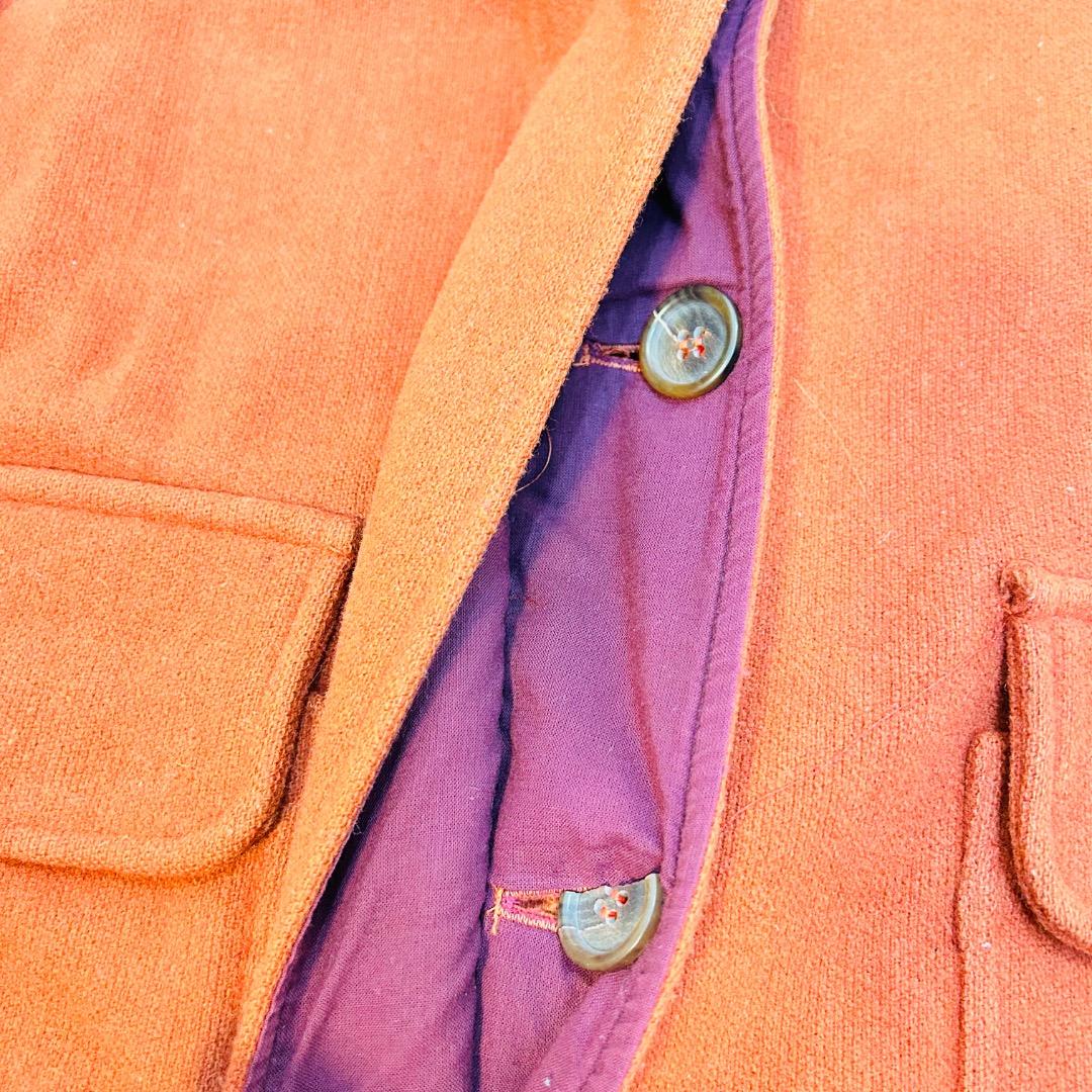 【ヴィンテージ】ジリ ファーカラーテラコッタレッドフラップポケット ワイドコート