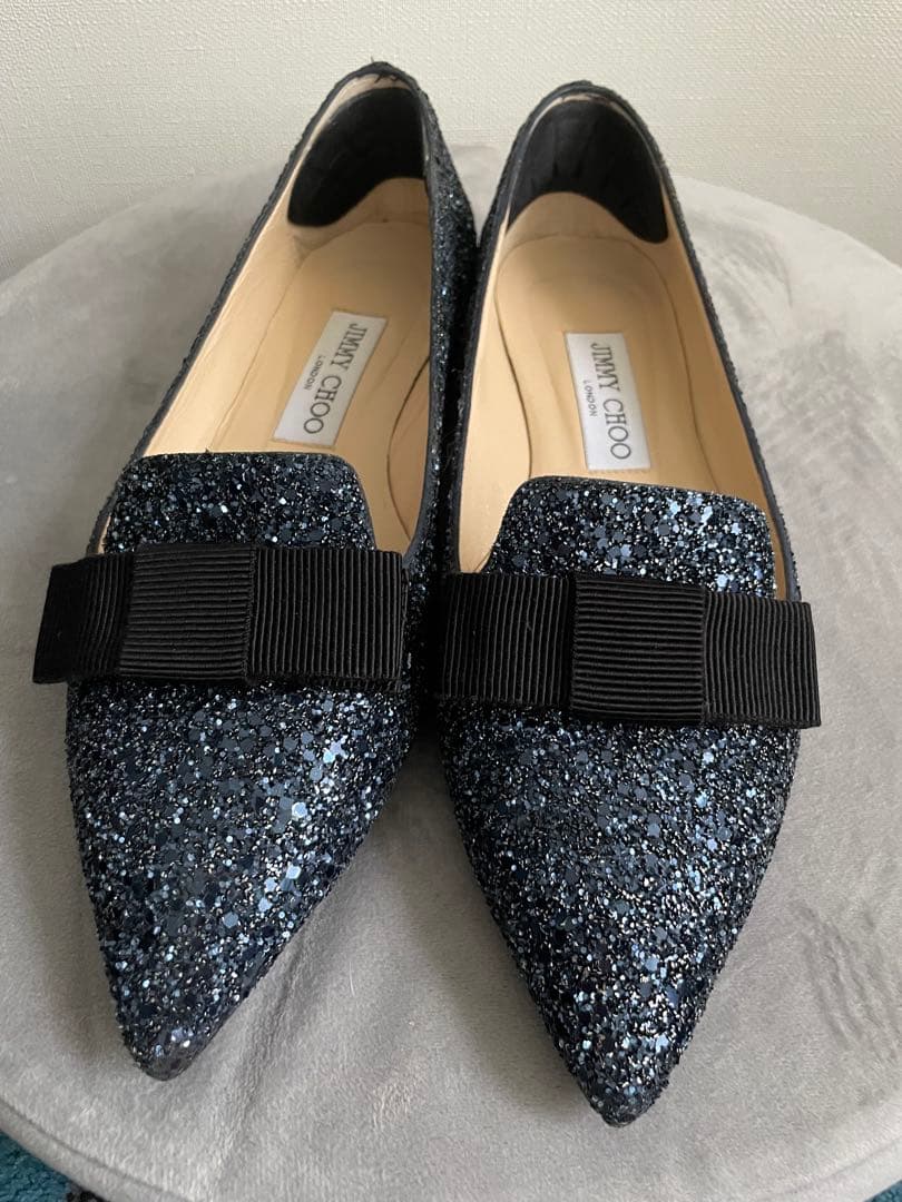 ジミーチュー グリッター フラットシューズ
