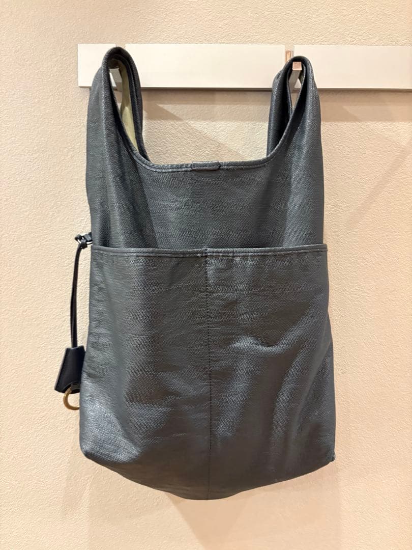 aniary アニアリ　レザー　ハンドバッグ　エコバッグ　ネイビー