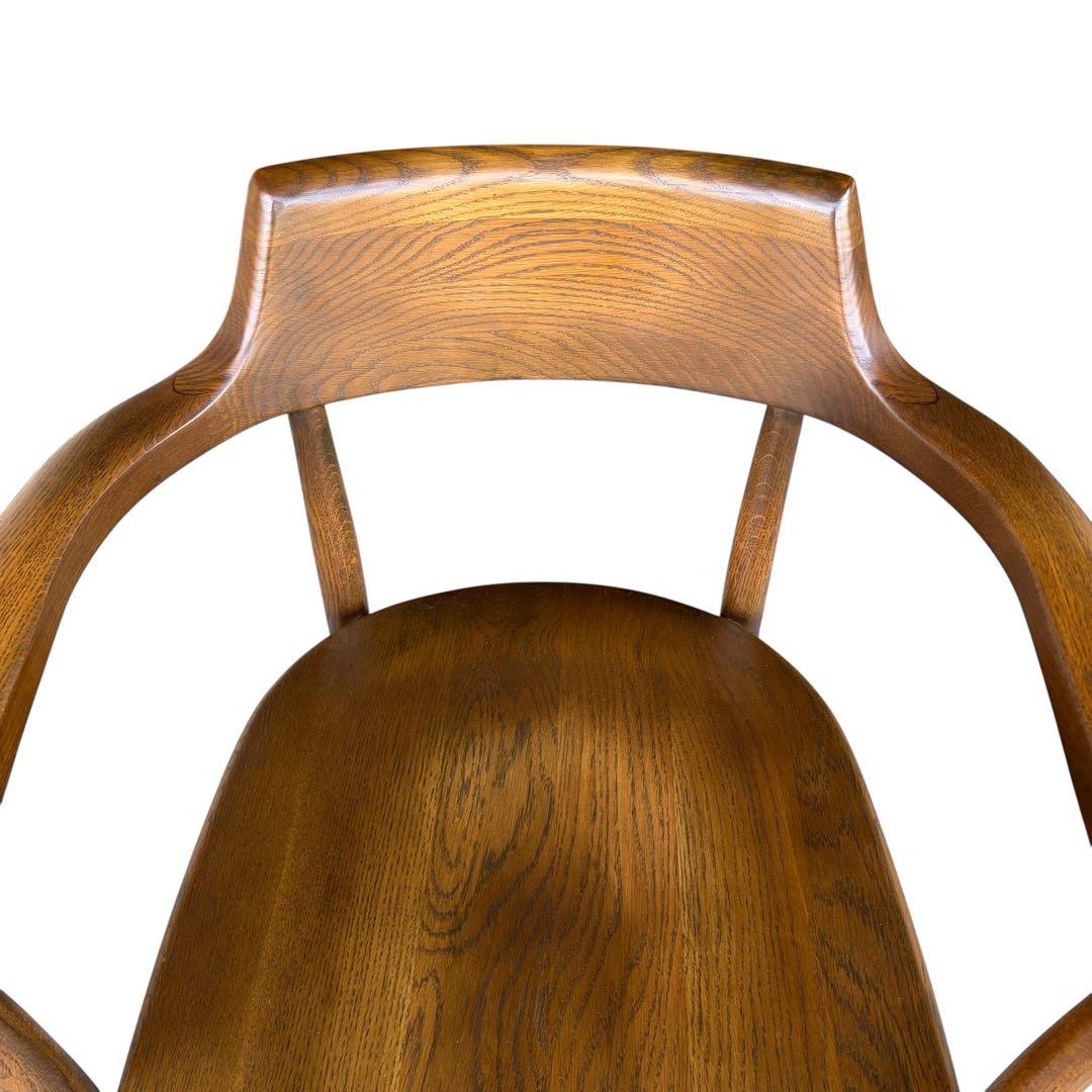 【希少】大塚家具 アームチェア ダイニングチェア 板座 ナラ材 ②
