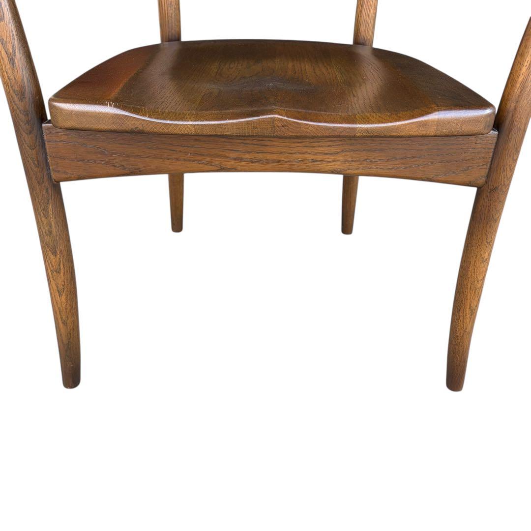 【希少】大塚家具 アームチェア ダイニングチェア 板座 ナラ材 ②