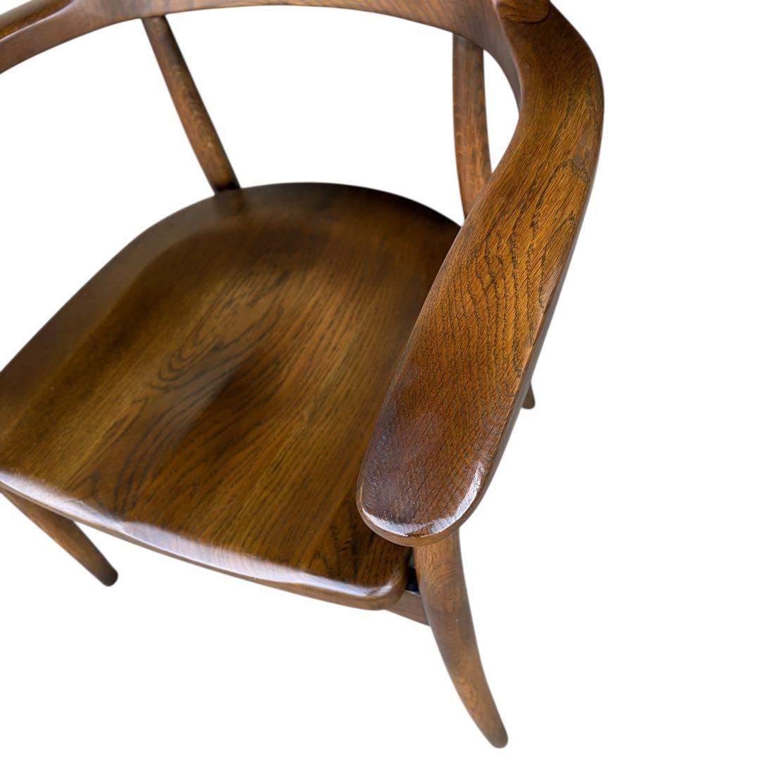 【希少】大塚家具 アームチェア ダイニングチェア 板座 ナラ材 ②