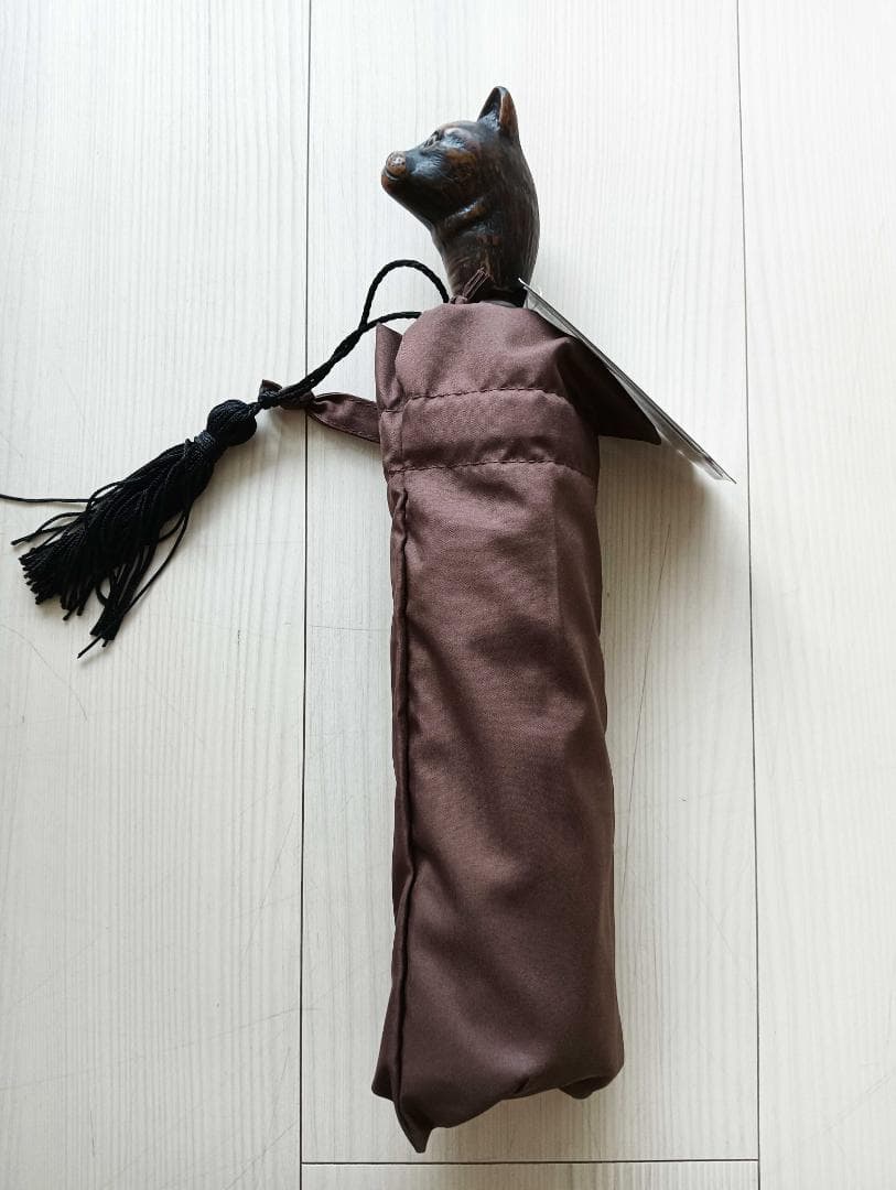 Guy de jean 折り畳み傘 雨/日傘兼用：ネコ（マロンブラウン）