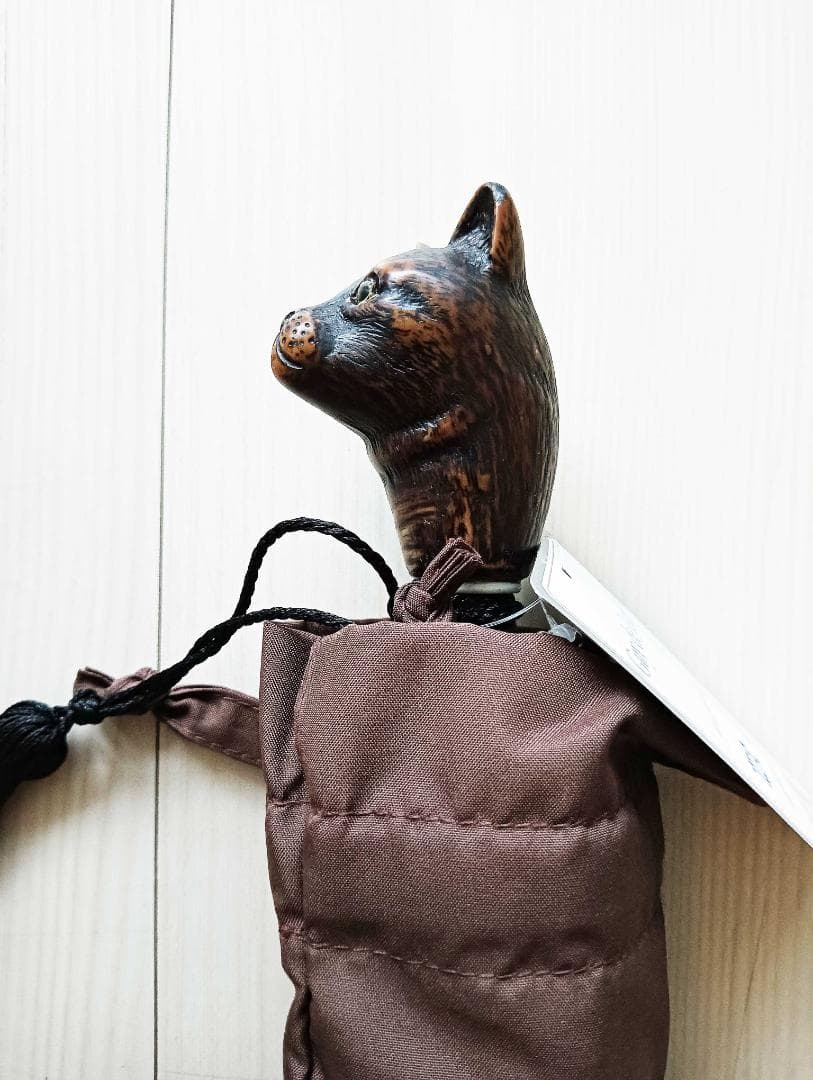 Guy de jean 折り畳み傘 雨/日傘兼用：ネコ（マロンブラウン）