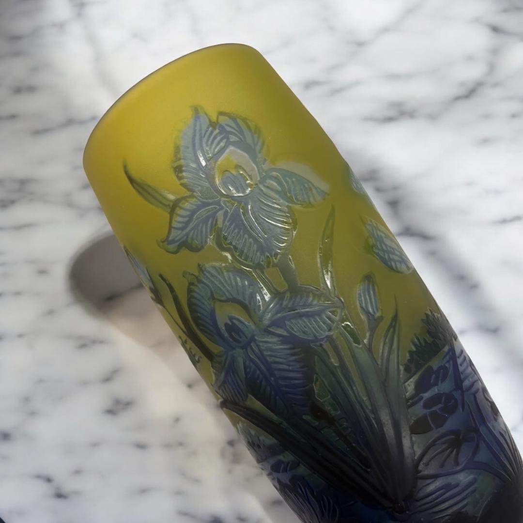 ◆証明書付◆EmileGalleエミールガレ 花瓶 16cm×9cm カメオ彫り