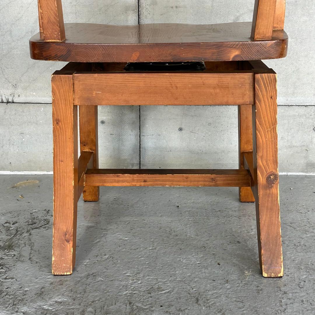 ✦昭和レトロ✦ 木製アームチェア｜無垢材 ヴィンテージ椅子 回転式 カフェ什器