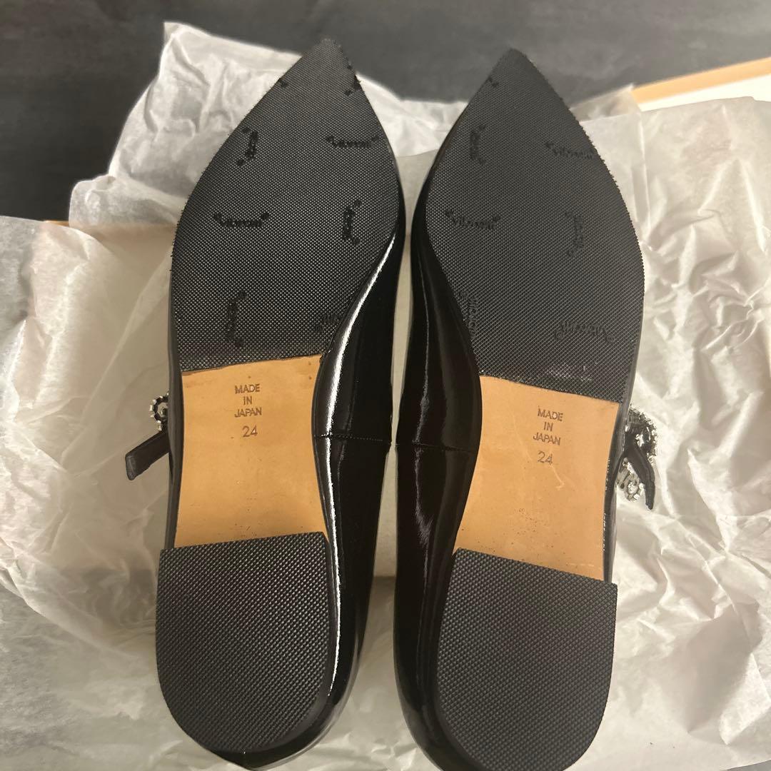 【最終価格新品】OHGA☆メリージェーン　フラットシューズ　ブラック　サイズ24