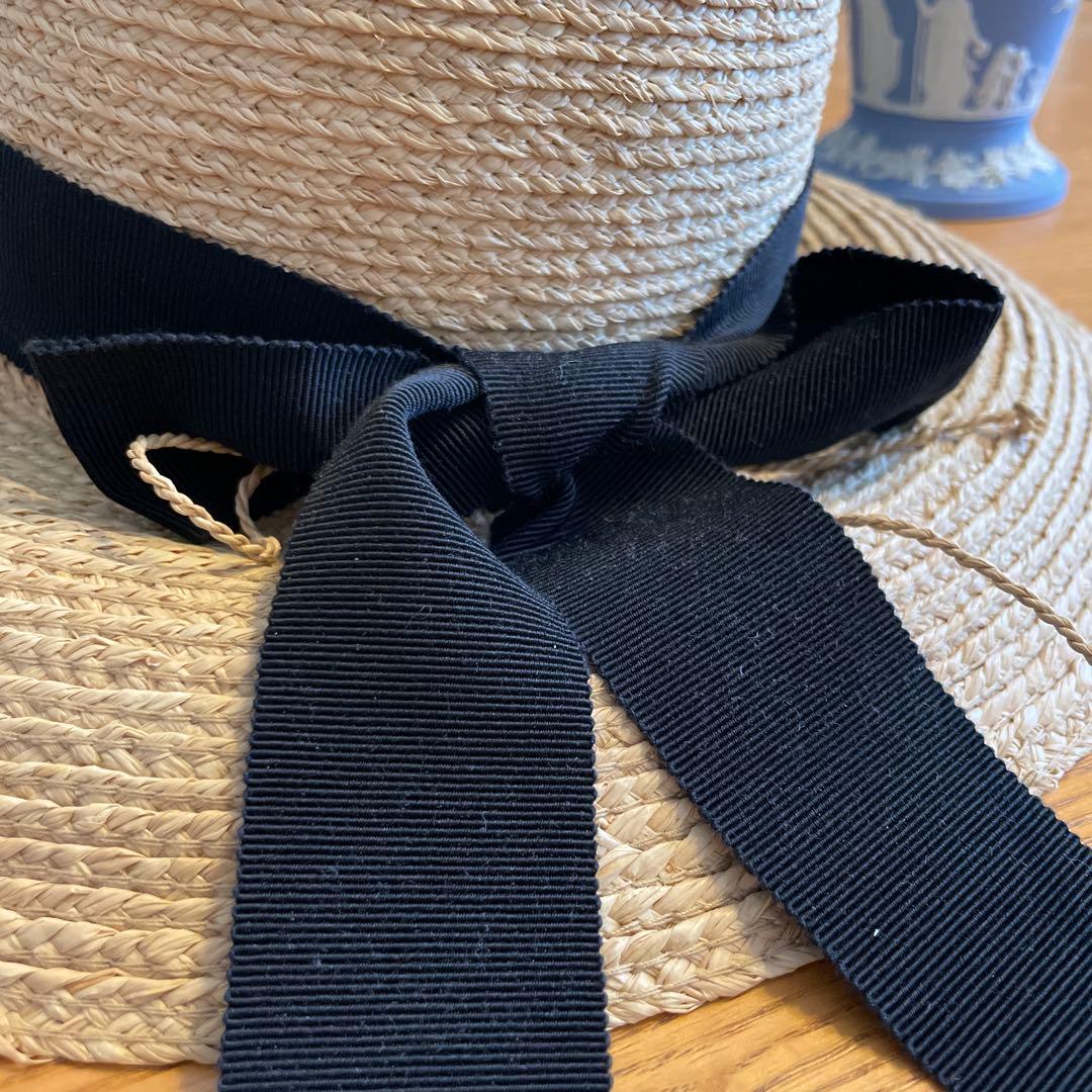 HELEN KAMINSKI ヘレンカミンスキー ラフィア ハット 黒リボン付き