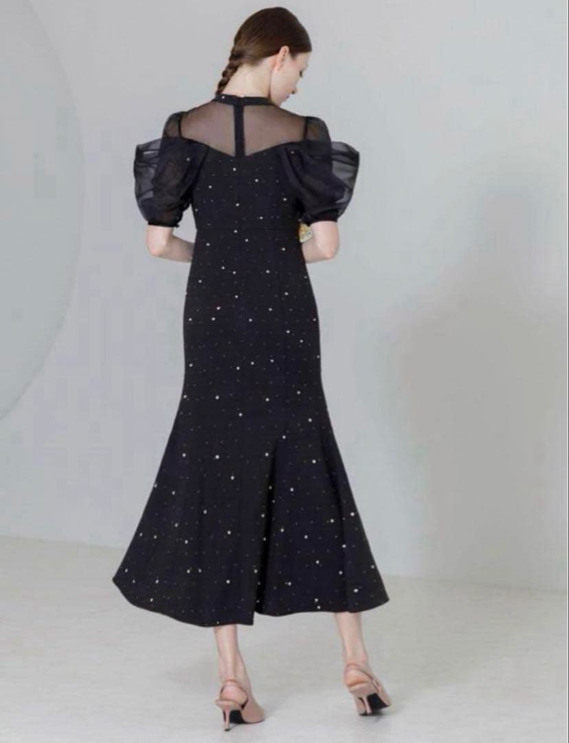 LEJA パールビジューオーガンジーレースマーメイドドレス　ブラック　M