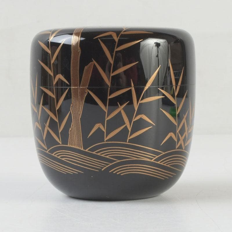 茶道具　 加賀蒔絵師　中村孝也作　川蝉蒔絵　中棗　共箱　V　9571