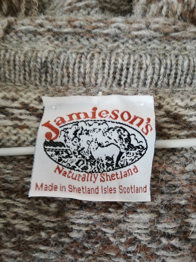 美品　Jamieson's フード付きウールカーディガン