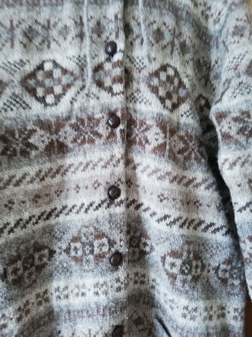 美品　Jamieson's フード付きウールカーディガン