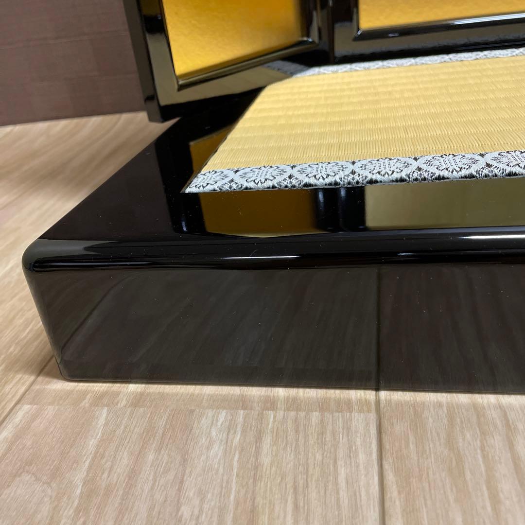 五月人形　端午の節句　黒塗流備畳台　屏風