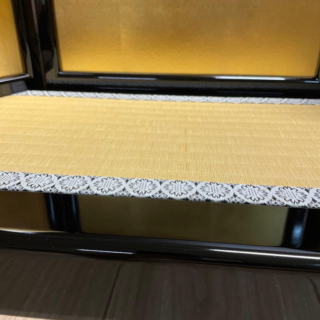 五月人形　端午の節句　黒塗流備畳台　屏風