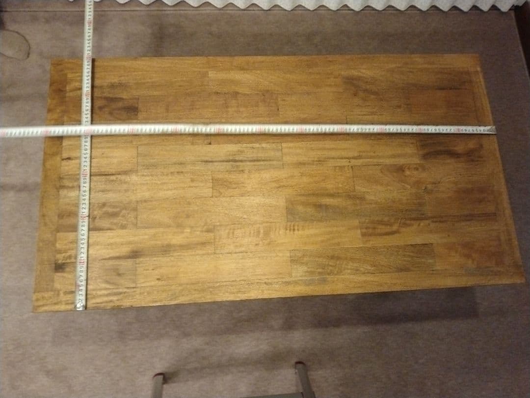 木製＆スチールセンターテーブル キャスター付き