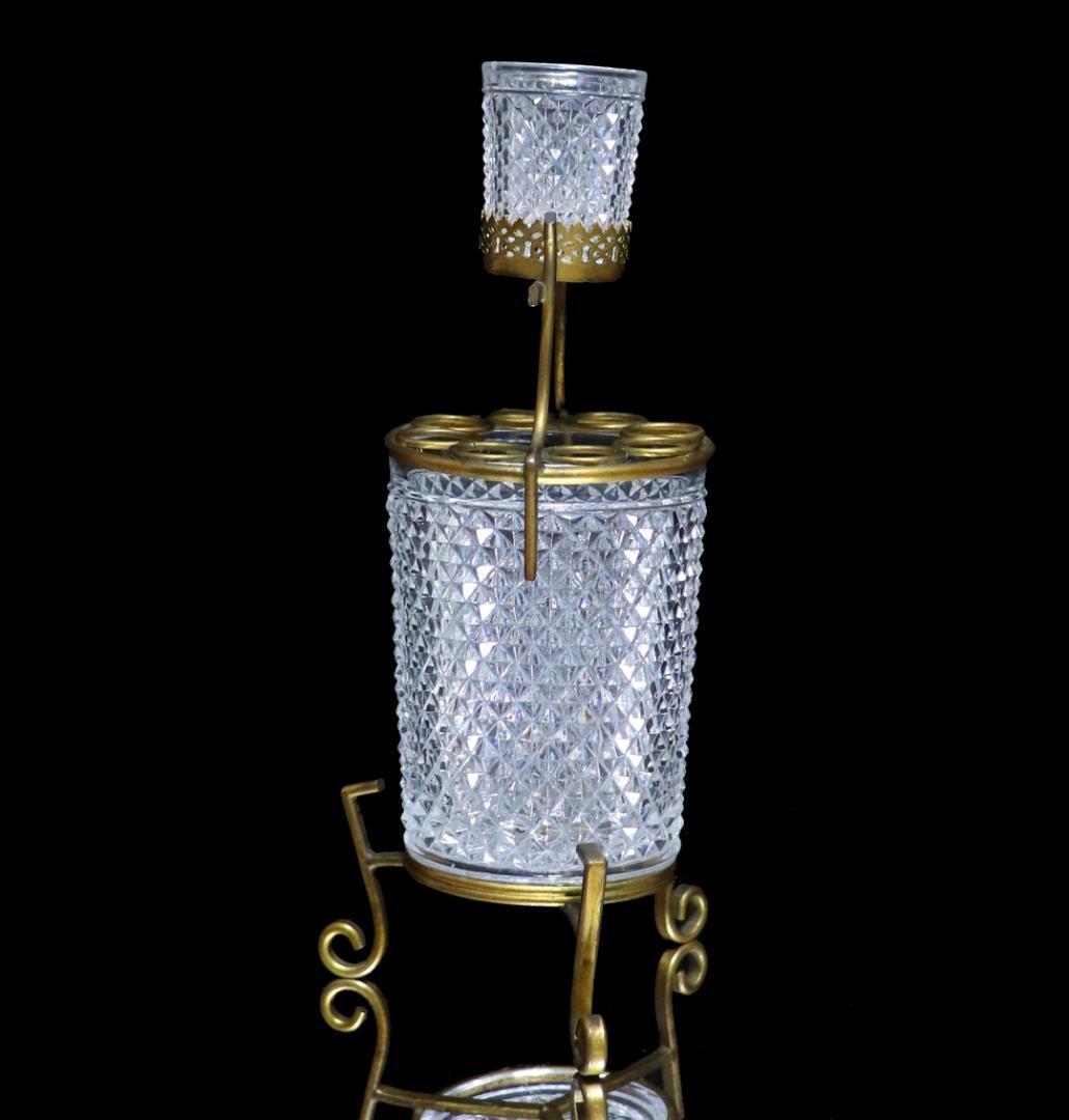 オールド・バカラ ディアマン・ビゾー ブロンズ装飾台座 グラス ２客セット