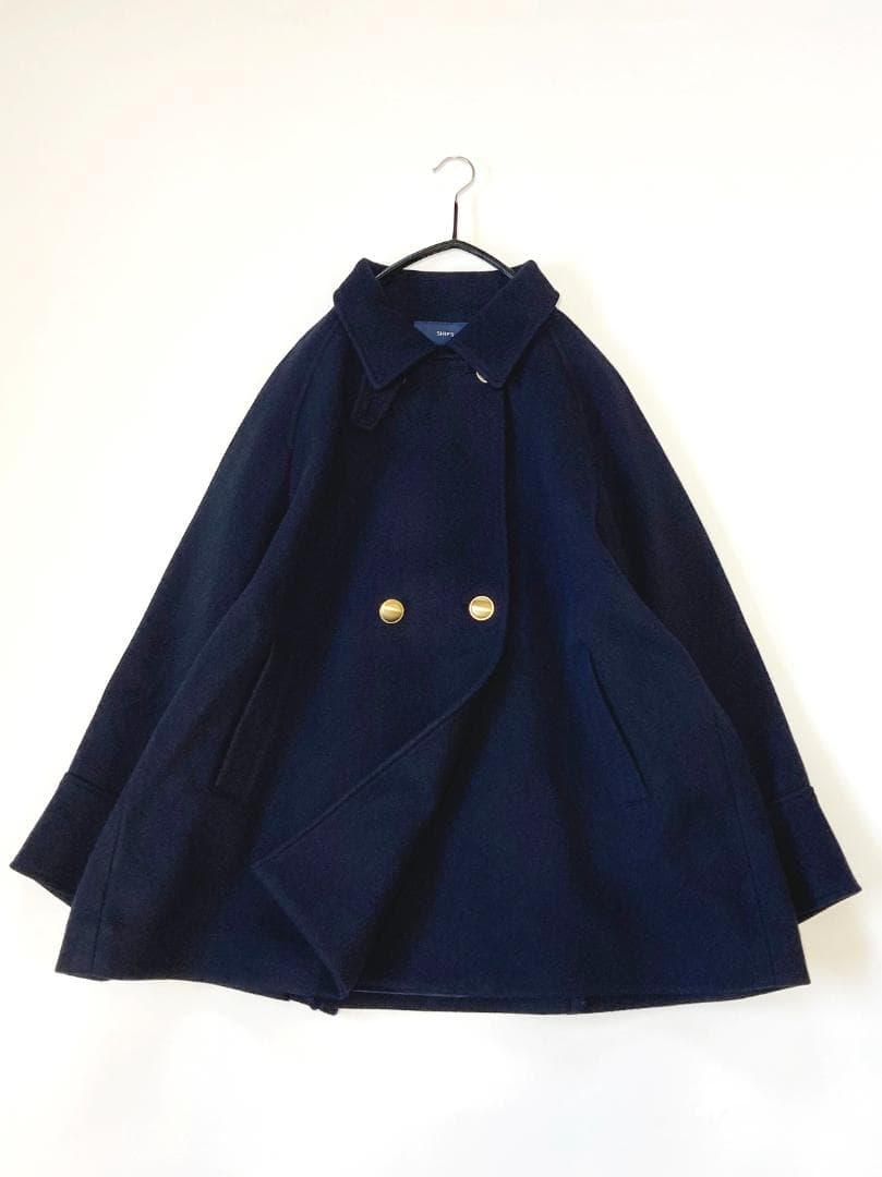 美品SHIPS大人可愛い25AWウールライクジャージーメルトン2WAY Pコート