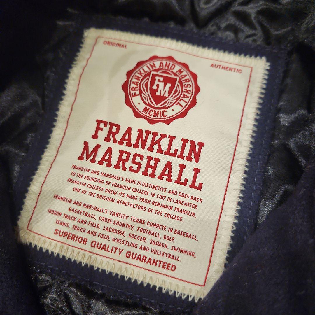 フランクリン&マーシャル スタジャン 袖レザー　本革　ウール 　XL