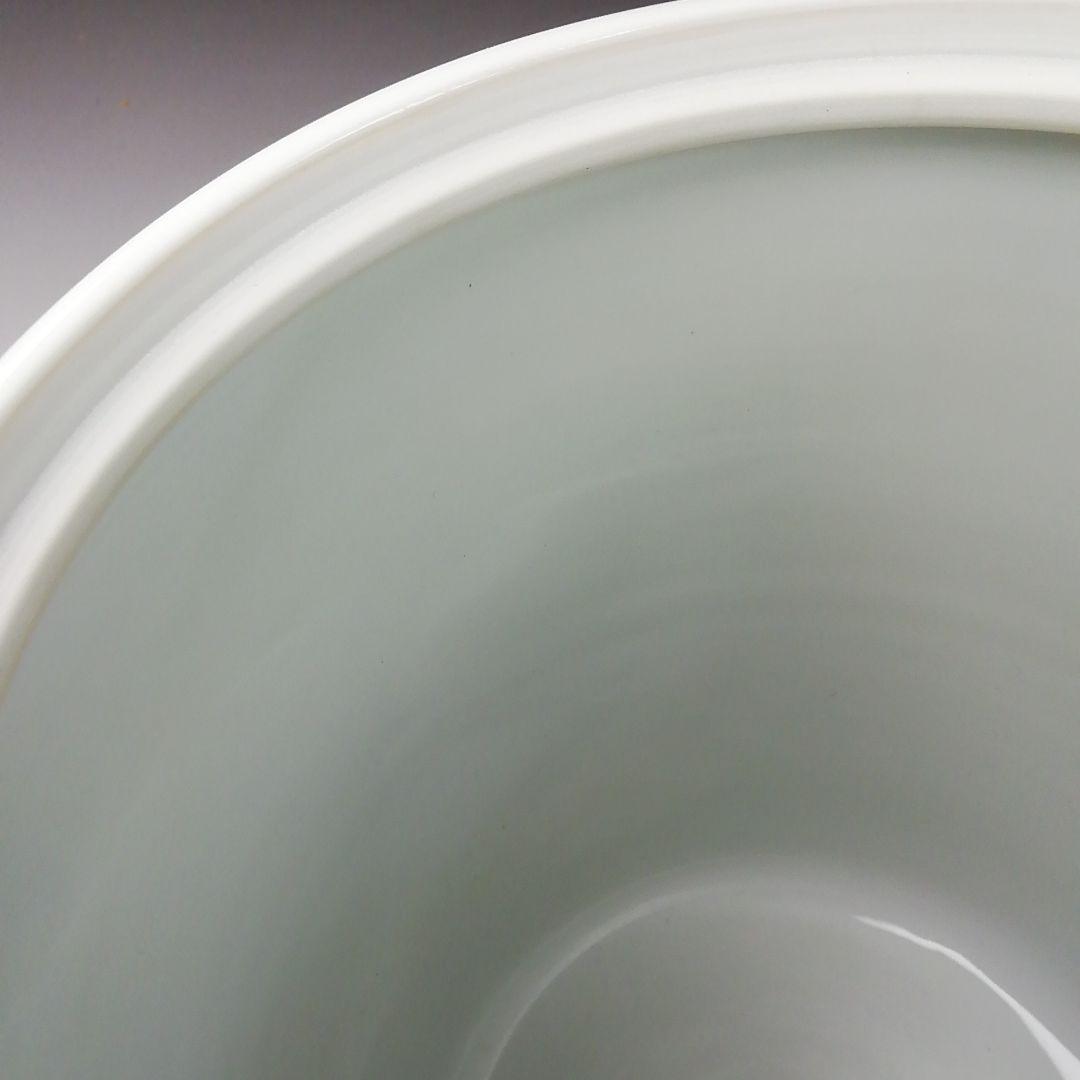 Ｔ１９３　水指　『染付　岩竹』『押小路窯　庄左ェ門』　共箱　茶道具