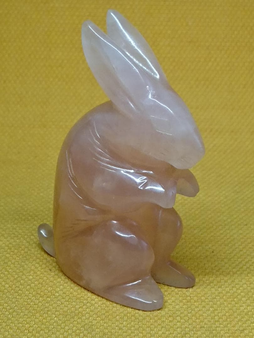 【美品】うさぎ　兎　天然石　彫刻　置物　インテリア　工芸品　美術品　A2786