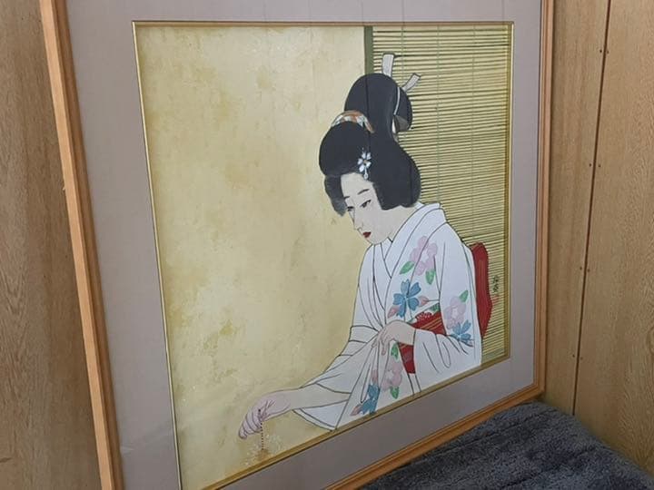 蔵出し「真作」宮下柚葵　「花火」美人画　伊東深水門下　美人画重鎮