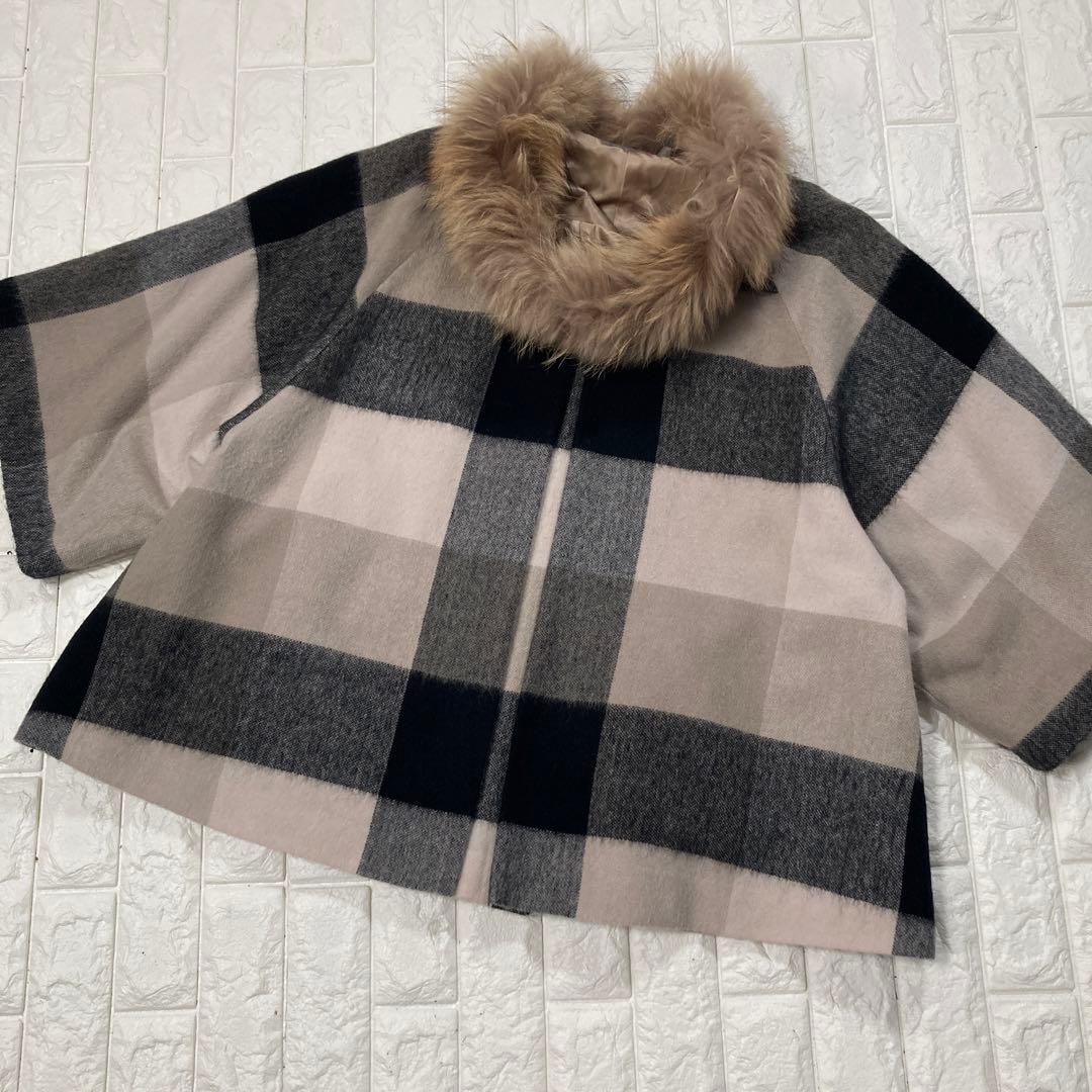 shimizu　グレースコンチネンタル　ポンチョ　フード　ファー