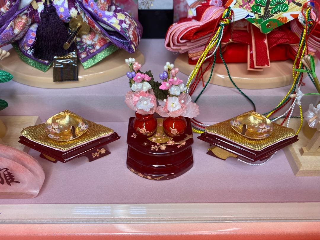 おぼこ　雛人形ガラスケース親王飾り・サイズ間口約３８×奥行約２７×高さ約２９㎝