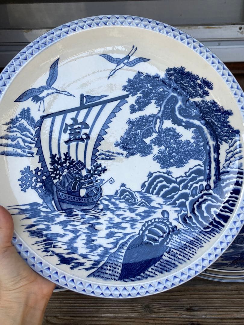 祝い皿　大皿　中皿　セット商品　中華料理　刺身皿　宝船　鳳凰　鶴　亀　縁起物