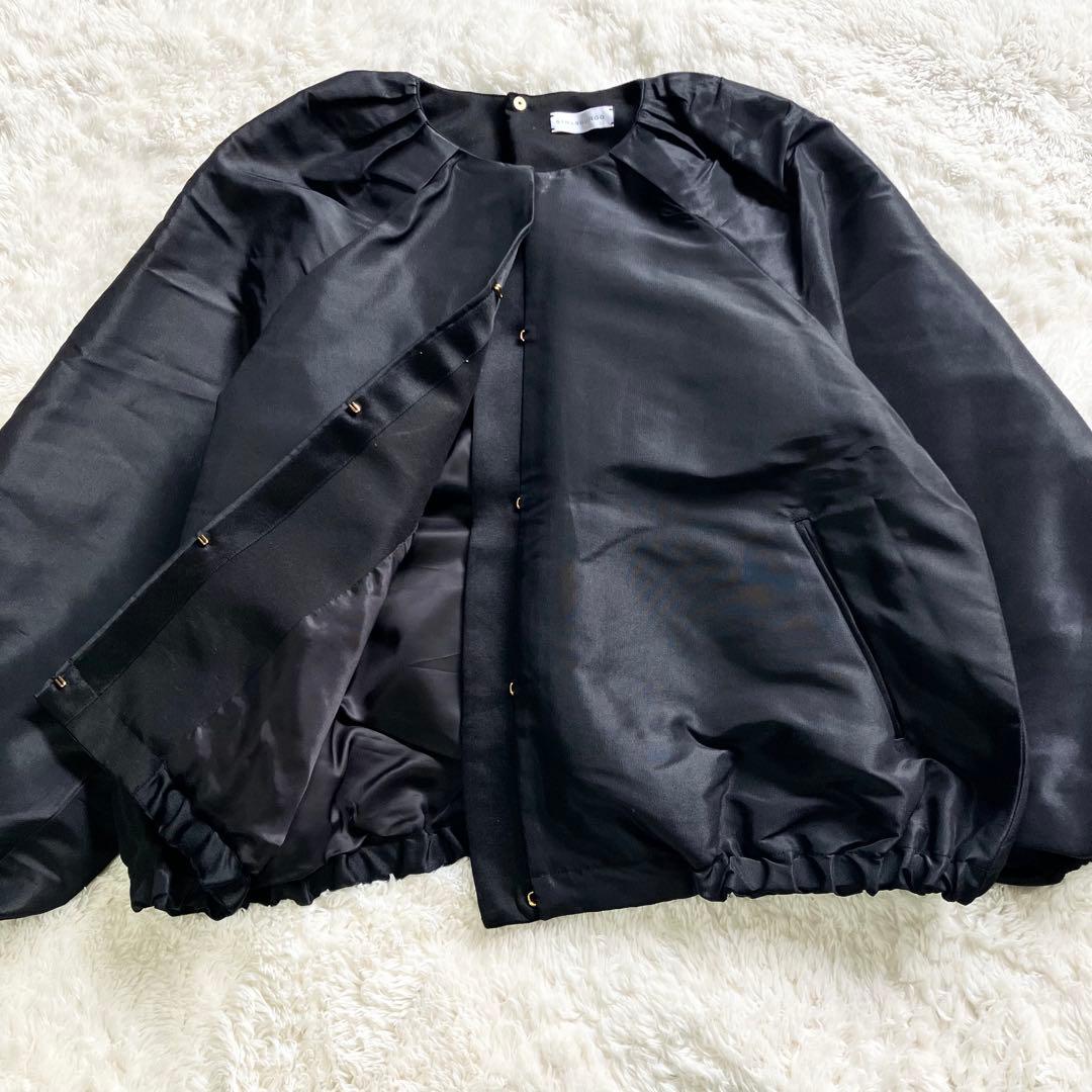 【美品】ストラスブルゴ　ジャケット　ボリュームスリーブ　ブラック　シルク混　L