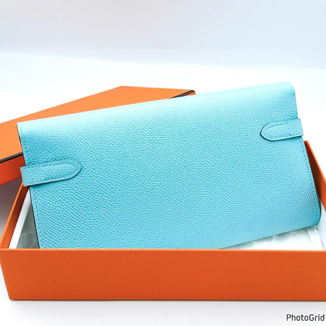 エルメス　ケリーウォレット　ブルーセレスト　X刻印　長財布　プレゼント