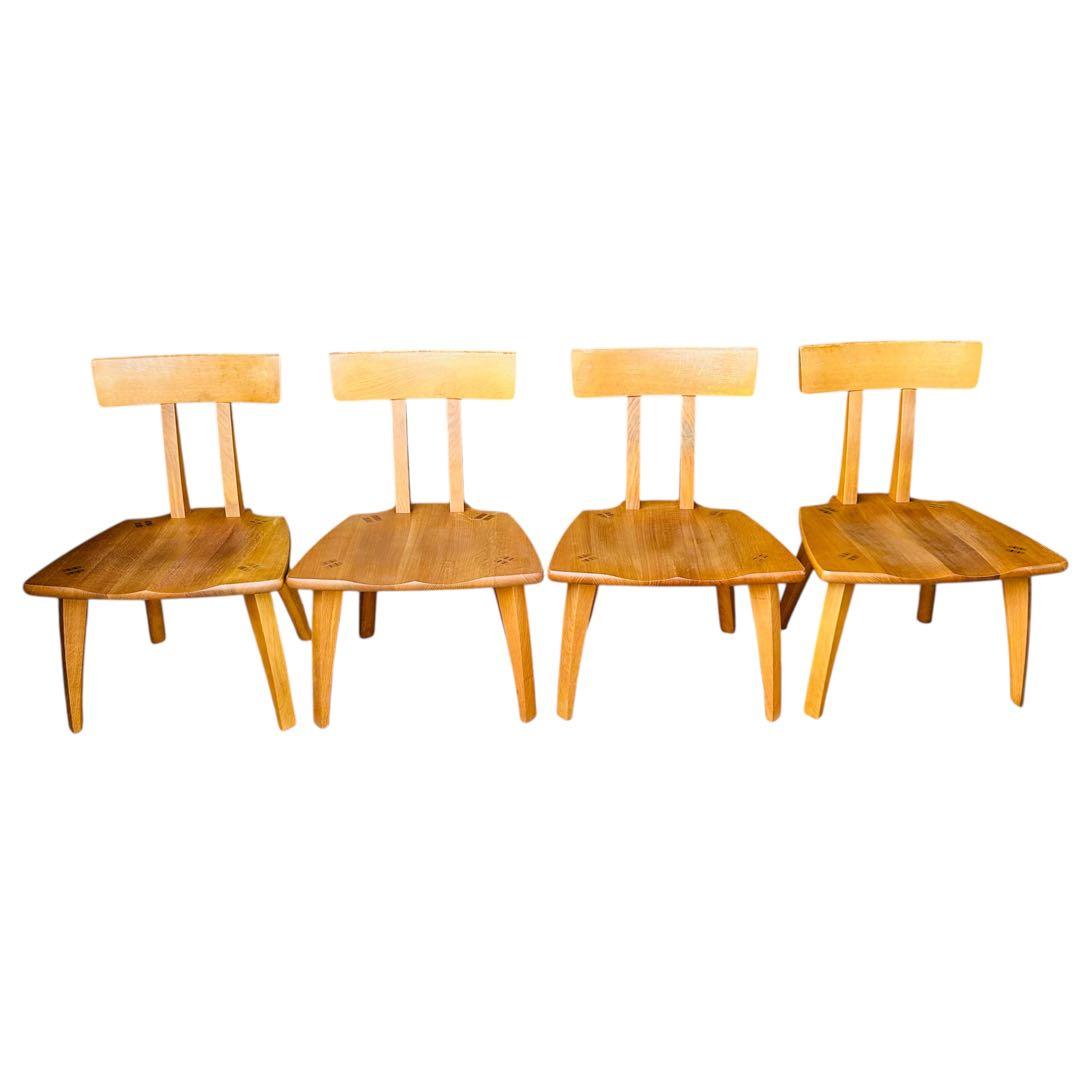 超希少 飛騨産業 円空 ダイニングチェア×2 キツツキ 敏光 テーブル別売り ②